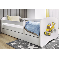 Babydreams | jednolůžko 180x80 | bílá | bagr