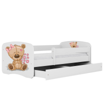Babydreams | jednolůžko 180x80 | bílá | medvídek s kytičkami