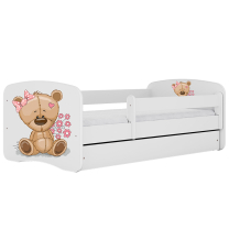 Babydreams | jednolůžko 180x80 | bílá | medvídek s kytičkami