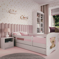 Babydreams | jednolůžko 180x80 | bílá | medvídek s kytičkami