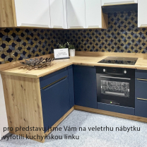 GLAMOUR m | vysoká skříňka GLA-21D pro vestavnou lednici | 60 cm  | modrá mat