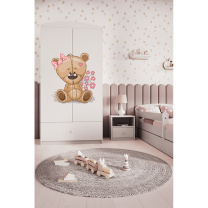 Babydreams | šatní skříň | bílá | medvídek s kytičkami