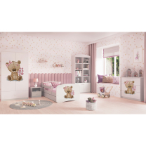 Babydreams | šatní skříň | bílá | medvídek s kytičkami