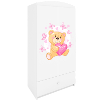 Babydreams | šatní skříň | bílá | medvídek s motýlky