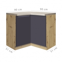 Kuchyňská linka GLAMOUR m | 145x312,5x172,5 cm | modrá mat