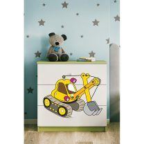 Babydreams | komoda | zelená/bílá | bagr