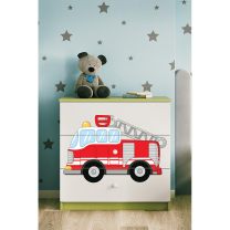 Babydreams | komoda | zelená/bílá | hasičské auto