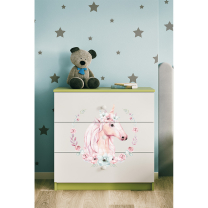 Babydreams | komoda | zelená/bílá | kůň