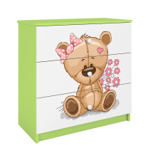 Babydreams | komoda | zelená/bílá | medvídek s kytičkami