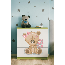Babydreams | komoda | zelená/bílá | medvídek s kytičkami