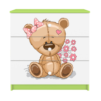 Babydreams | komoda | zelená/bílá | medvídek s kytičkami