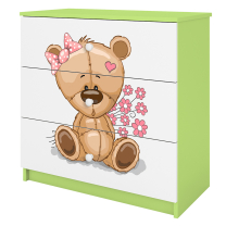 Babydreams | komoda | zelená/bílá | medvídek s kytičkami