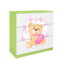 Babydreams | komoda | zelená/bílá | medvídek s motýlky