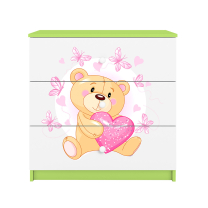 Babydreams | komoda | zelená/bílá | medvídek s motýlky