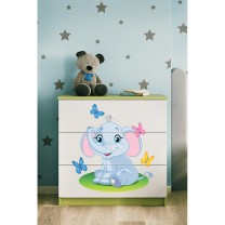 Babydreams | komoda | zelená/bílá | slon
