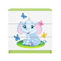 Babydreams | komoda | zelená/bílá | slon