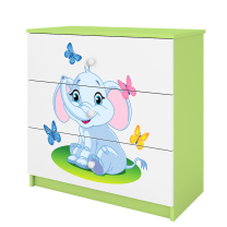 Babydreams | komoda | zelená/bílá | slon