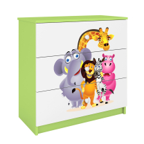 Babydreams | komoda | zelená/bílá | zoo