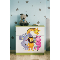 Babydreams | komoda | zelená/bílá | zoo