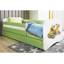 Babydreams | jednolůžko 180x80 | zelená/bílá | bagr