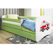 Babydreams | jednolůžko 180x80 | zelená/bílá | hasičské auto