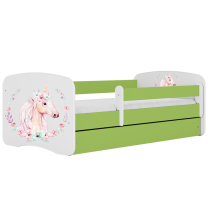 Babydreams | jednolůžko 180x80 | zelená/bílá | kůň