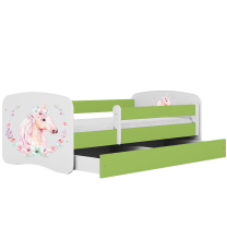 Babydreams | jednolůžko 180x80 | zelená/bílá | kůň