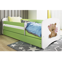 Babydreams | jednolůžko 180x80 | zelená/bílá | medvídek s kytičkami