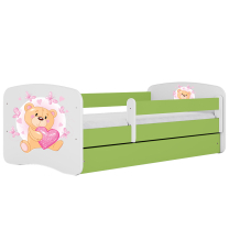Babydreams | jednolůžko 180x80 | zelená/bílá | medvídek s motýlky
