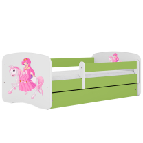 Babydreams | jednolůžko 180x80 | zelená/bílá | princezna a kůň