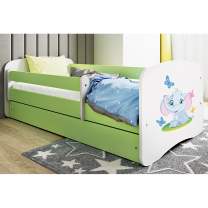 Babydreams | jednolůžko 180x80 | zelená/bílá | slon