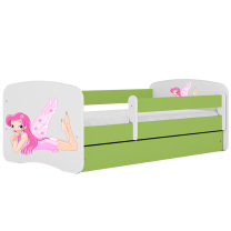 Babydreams | jednolůžko 180x80 | zelená/bílá | víla s křídly