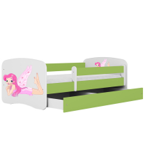 Babydreams | jednolůžko 180x80 | zelená/bílá | víla s křídly