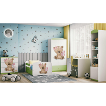 Babydreams | šatní skříň | zelená/bílá | medvídek s kytičkami