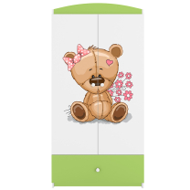 Babydreams | šatní skříň | zelená/bílá | medvídek s kytičkami