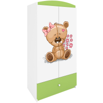 Babydreams | šatní skříň | zelená/bílá | medvídek s kytičkami