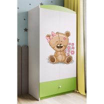 Babydreams | šatní skříň | zelená/bílá | medvídek s kytičkami
