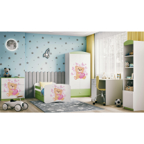 Babydreams | šatní skříň | zelená/bílá | medvídek s motýlky