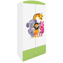 Babydreams | šatní skříň | zelená/bílá | zoo
