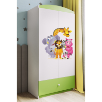 Babydreams | šatní skříň | zelená/bílá | zoo