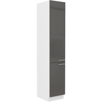 LARA gr | vysoká skříňka 40DK-210 2F potravinová s policemi | 40 cm | UNI | šedá lesk
