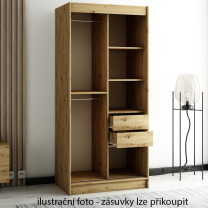 Šatní skříň Lamelo 2 - 120 | artisan/černá