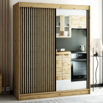 Šatní skříň Lamelo 2 - 200 cm | artisan/černá