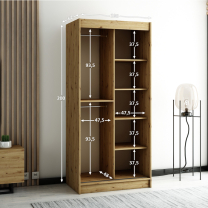Šatní skříň Riflo Slim 1 | 100 cm | reliéf rybí kosti | bílá