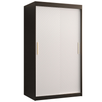 Šatní skříň Riflo Slim 1 | 100 cm | reliéf rybí kosti | černá/bílá
