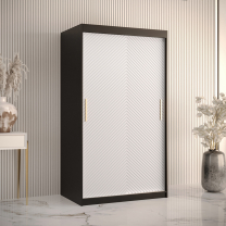 Šatní skříň Riflo Slim 1 | 100 cm | reliéf rybí kosti | černá/bílá