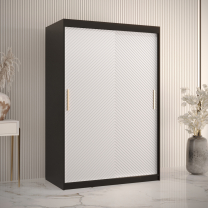 Šatní skříň Riflo Slim 1 | 120 cm | reliéf rybí kosti | černá/bílá