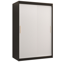 Šatní skříň Riflo Slim 1 | 120 cm | reliéf rybí kosti | černá/bílá