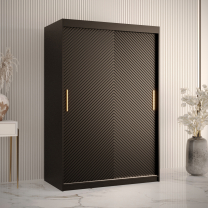 Šatní skříň Riflo Slim 1 | 120 cm | reliéf rybí kosti | černá