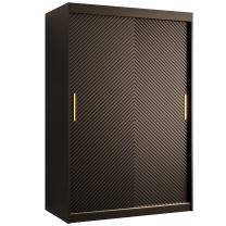 Šatní skříň Riflo Slim 1 | 120 cm | reliéf rybí kosti | černá